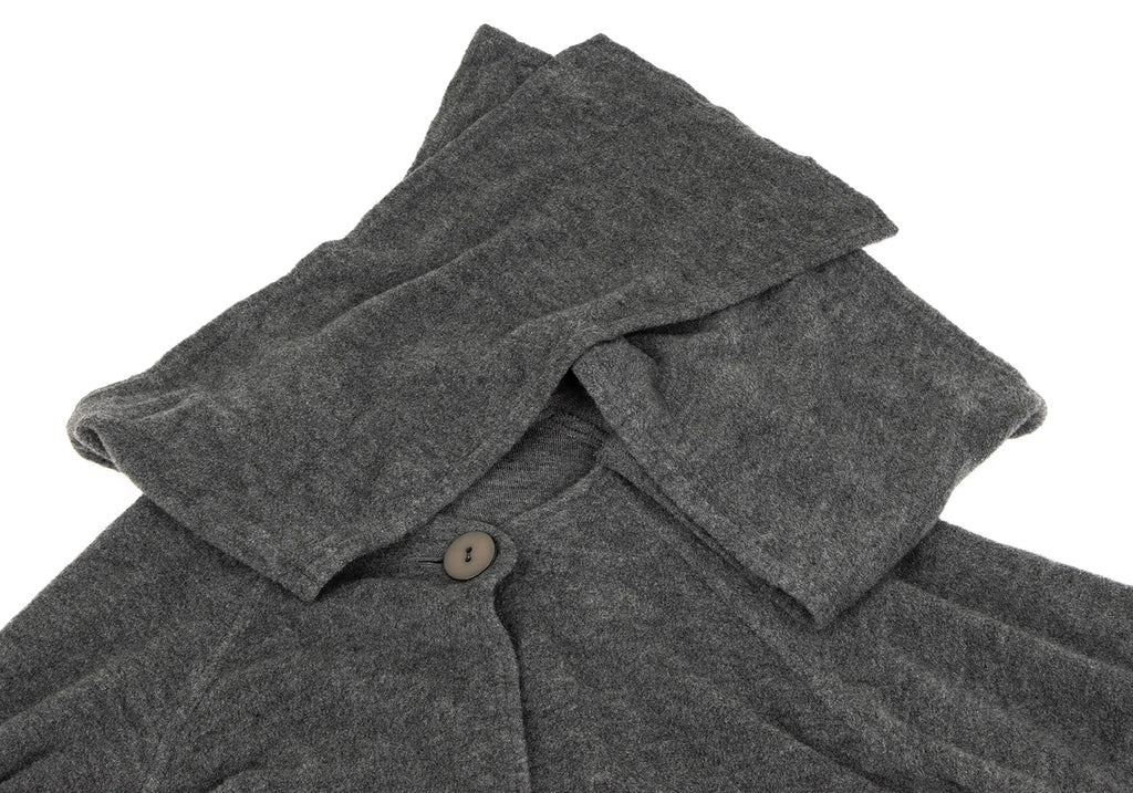 HIROKO KOSHINO JAPAN. Grey Stole Neck Wool Knit Coat