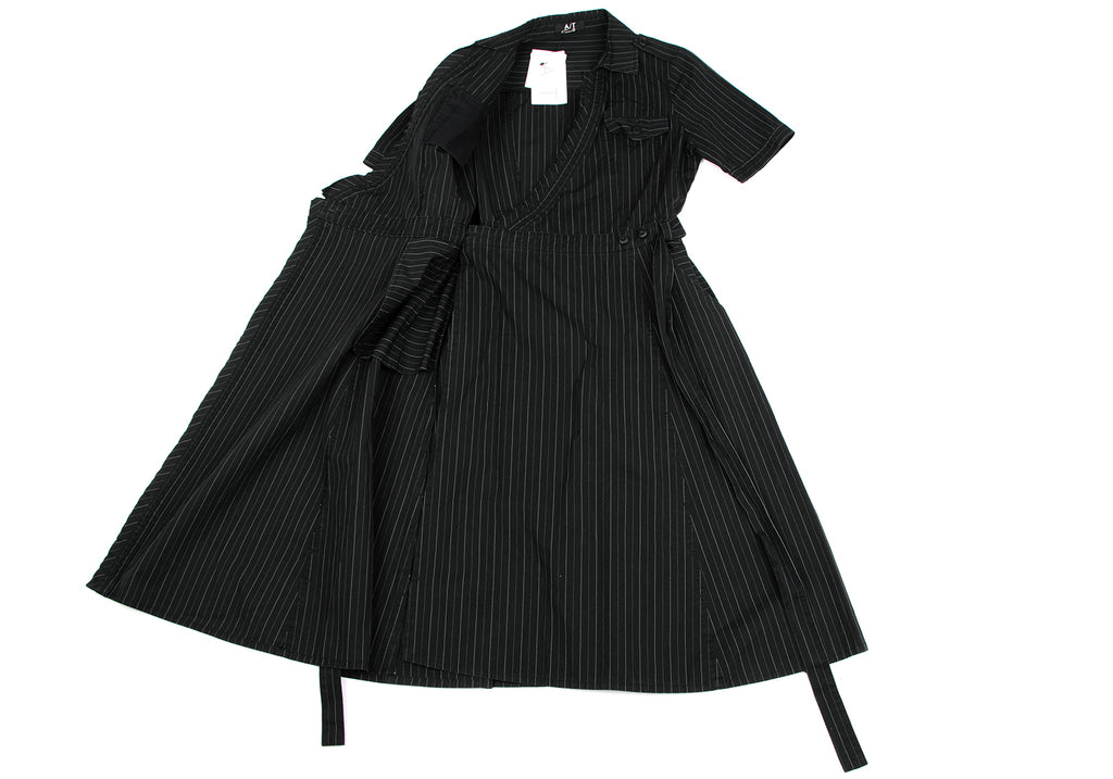 A/T ATSURO TAYAMA JAPAN. NEW W/TAGS Black Stripe Cotton Cache-Coeur Dress