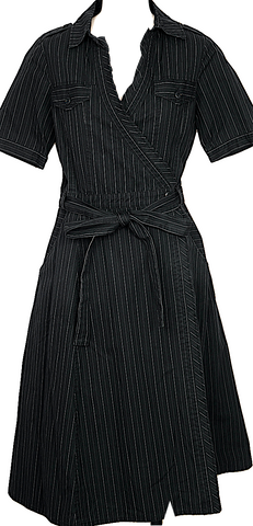 HIROKO KOSHINO JAPAN. HIROKO BIS. Black Front Switching Hem Frill Dress