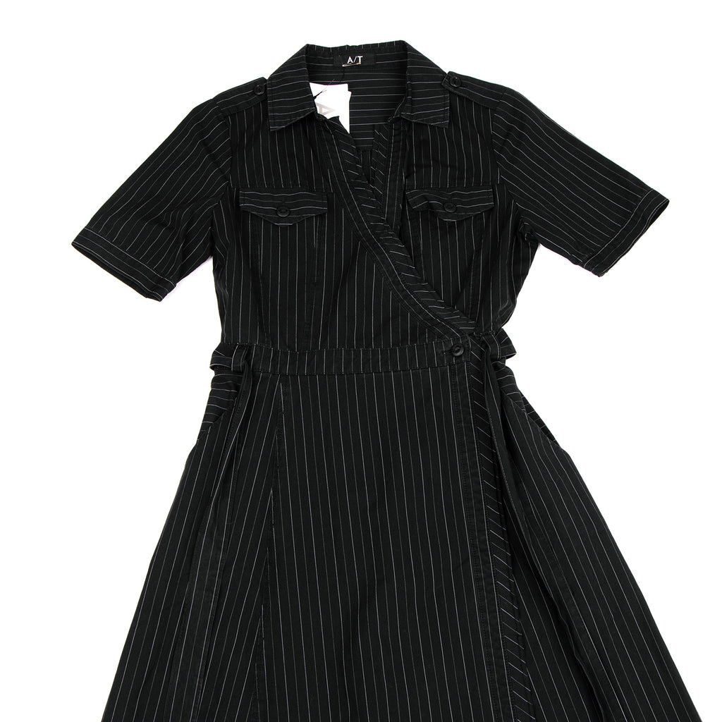 A/T ATSURO TAYAMA JAPAN. NEW W/TAGS Black Stripe Cotton Cache-Coeur Dress