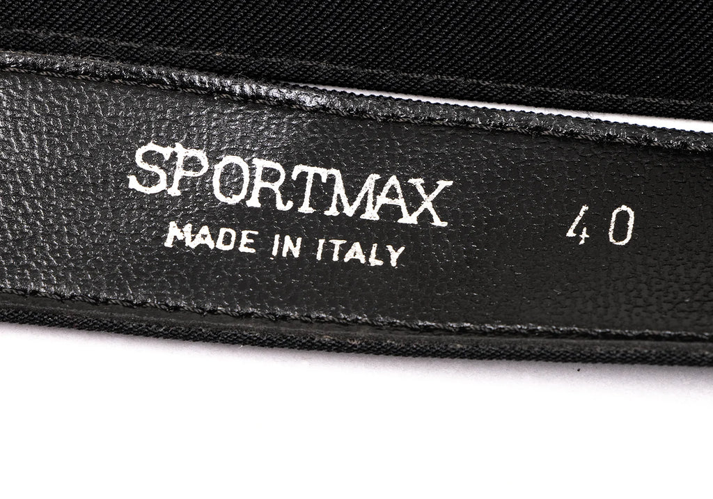 MaxMara  Italy. SPORTMAX. Black Belted Poly Sleeveless Dress