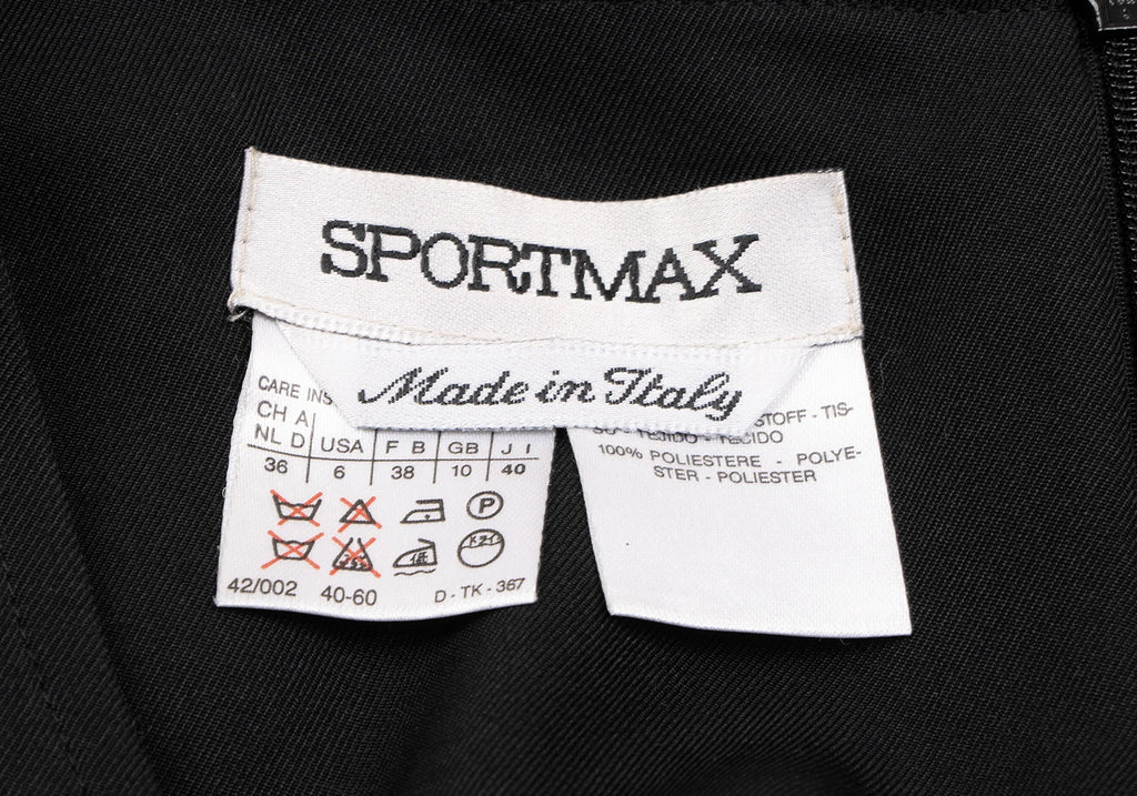 MaxMara  Italy. SPORTMAX. Black Belted Poly Sleeveless Dress