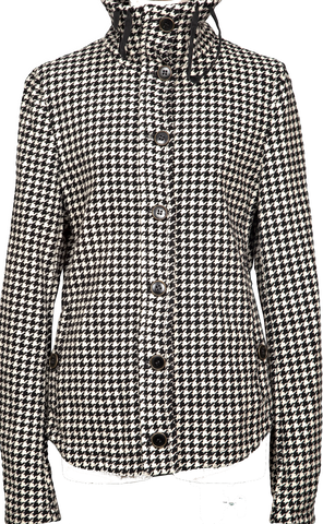 Prada Italy Vintage Plaid Sequins and White Collar Cotton Top