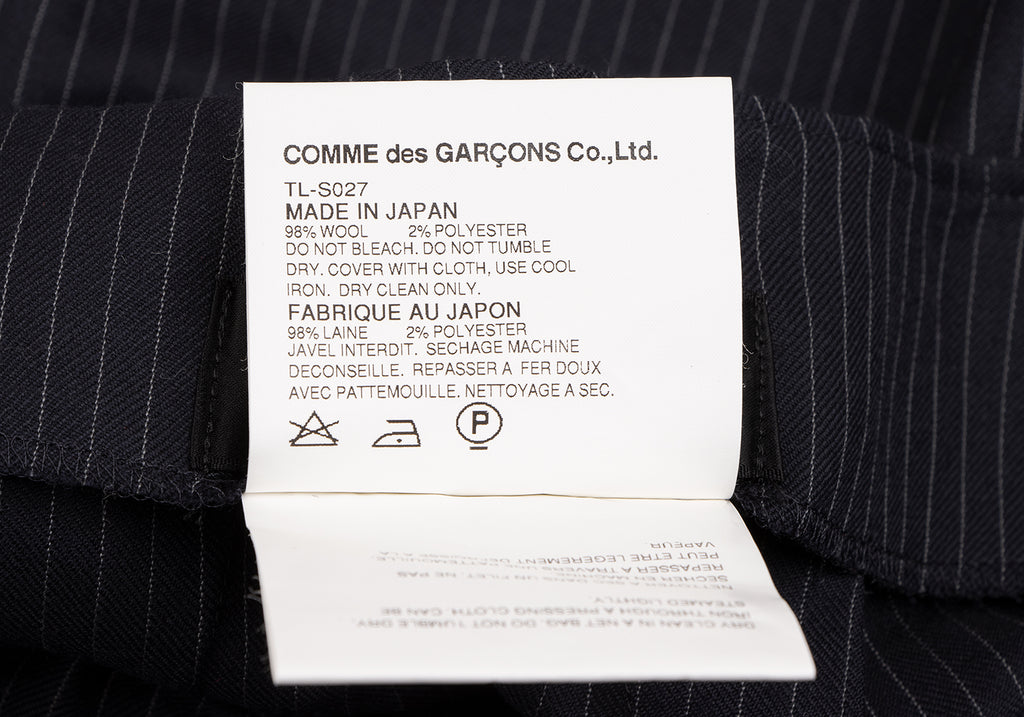 COMME des GARCONS JAPAN. TRICOT. Navy Wool Striped Skirt