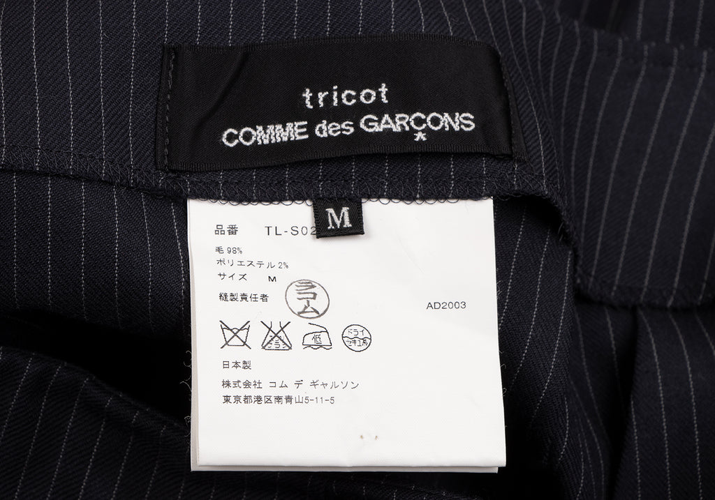 COMME des GARCONS JAPAN. TRICOT. Navy Wool Striped Skirt