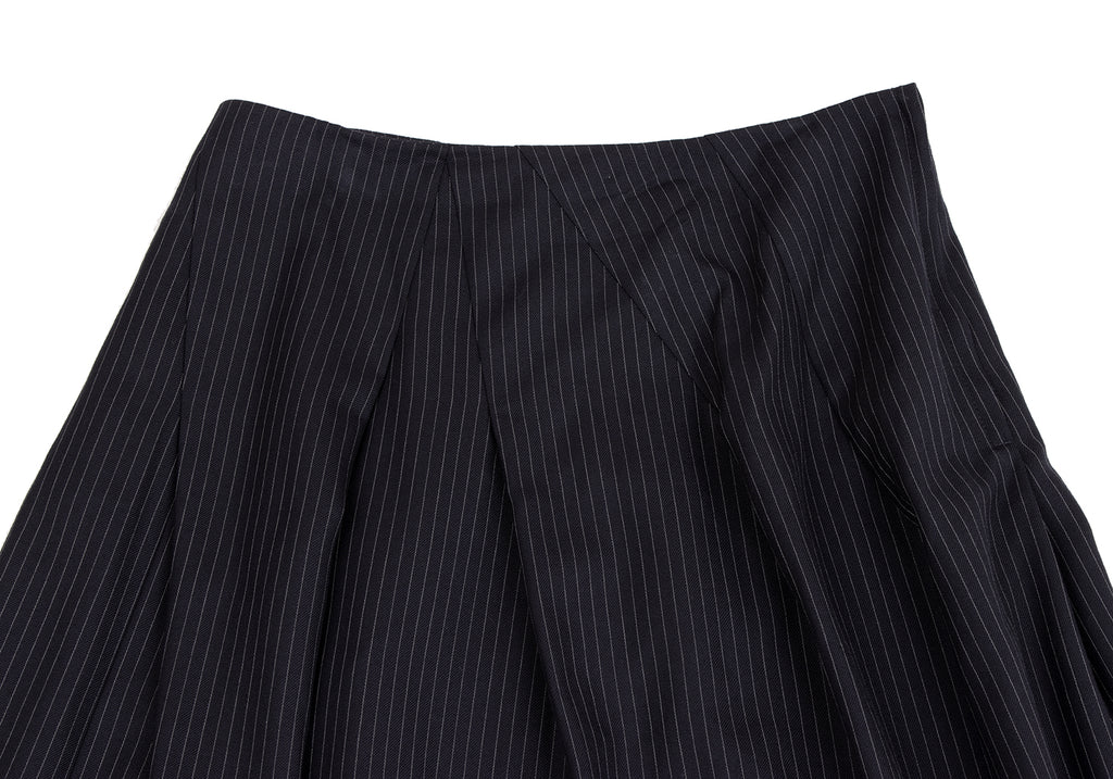 COMME des GARCONS JAPAN. TRICOT. Navy Wool Striped Skirt