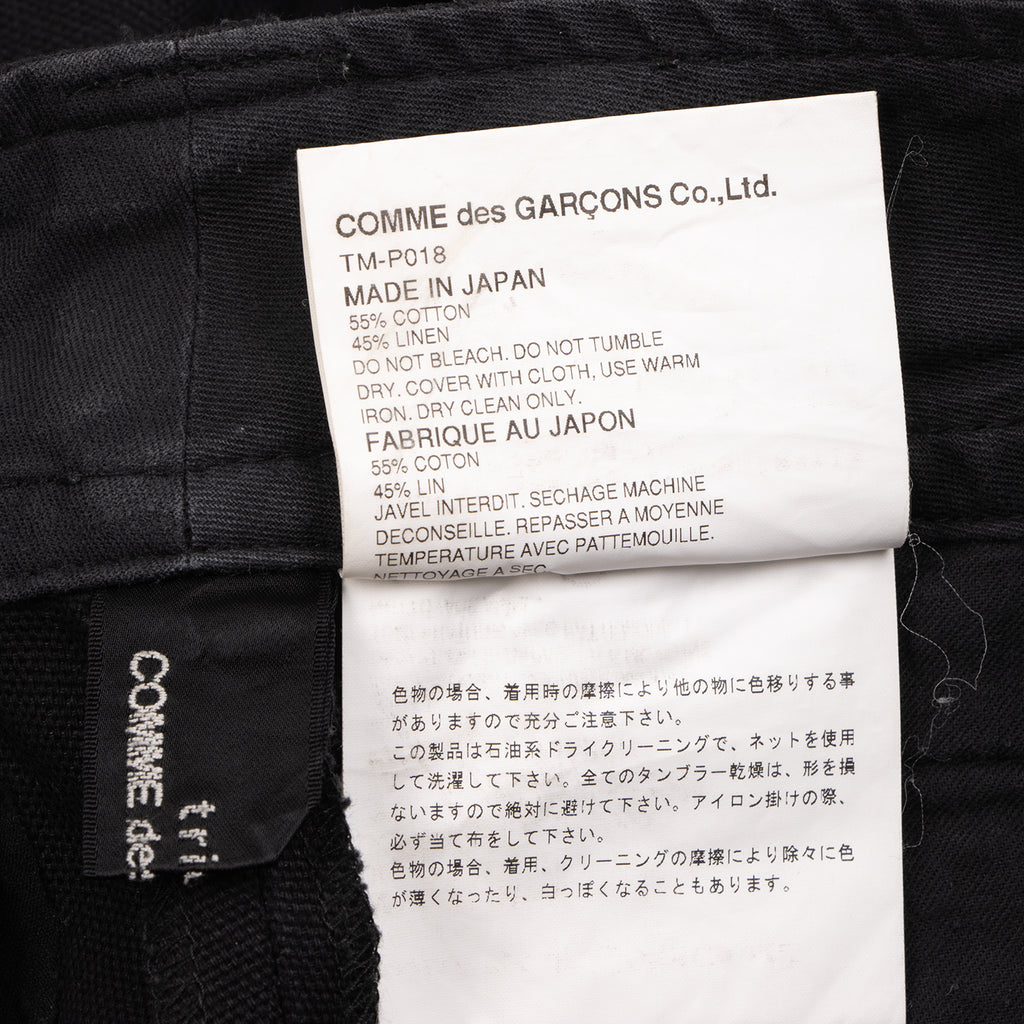 COMME des GARCONS Japan. TRICOT. Black Cotton Linen Canvas Wide Pants
