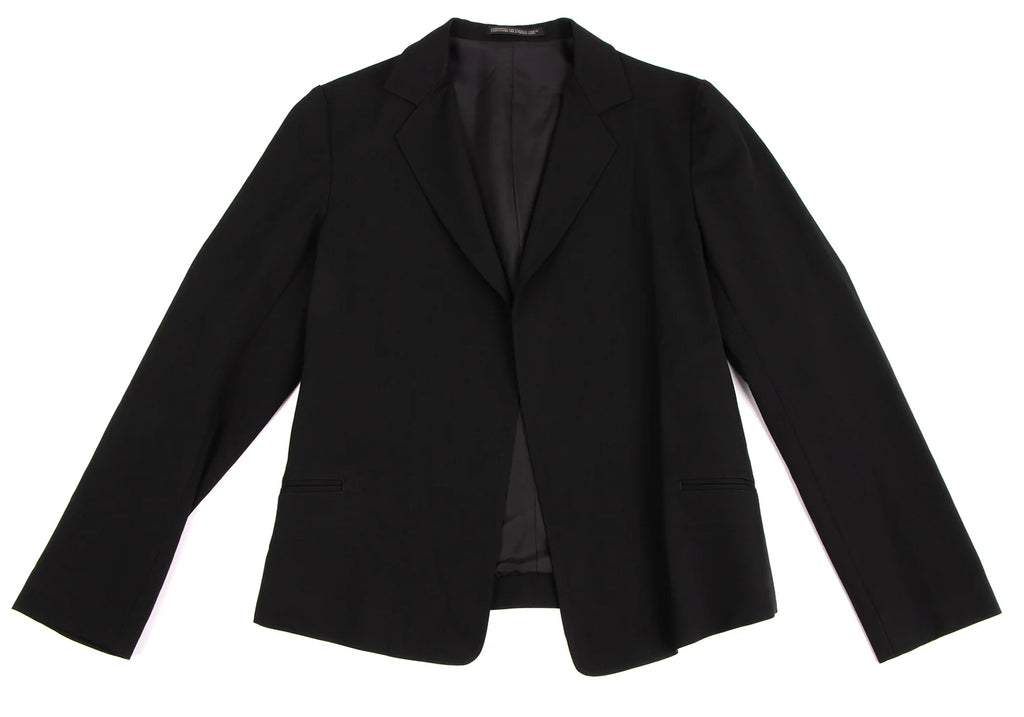 YOHJI YAMAMOTO JAPAN. Y's Wool Black Gabardine Buttonless Jacket