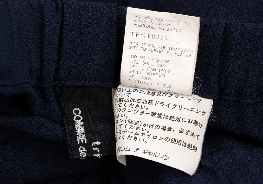 COMME des GARCONS JAPAN. TRICOT. Navy Triacetate Blend Super Wide Pants