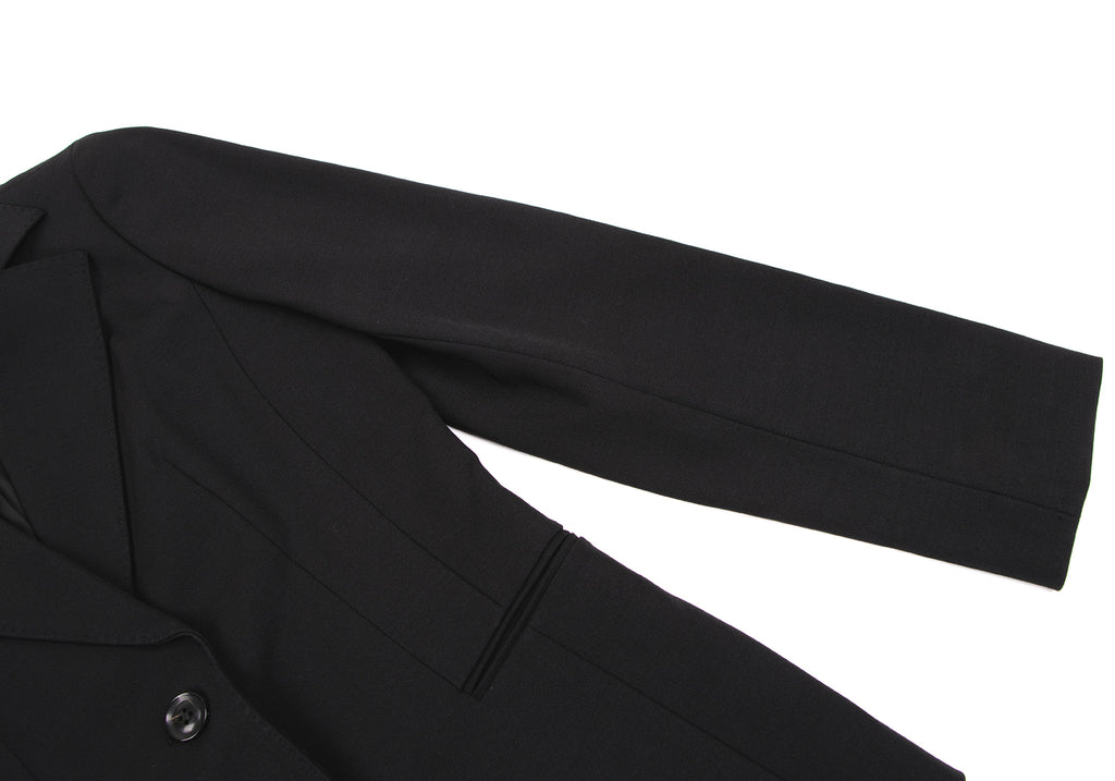 ISSEY MIYAKE JAPAN. EPOCA. Black Nylon Wool Stretch Jacket