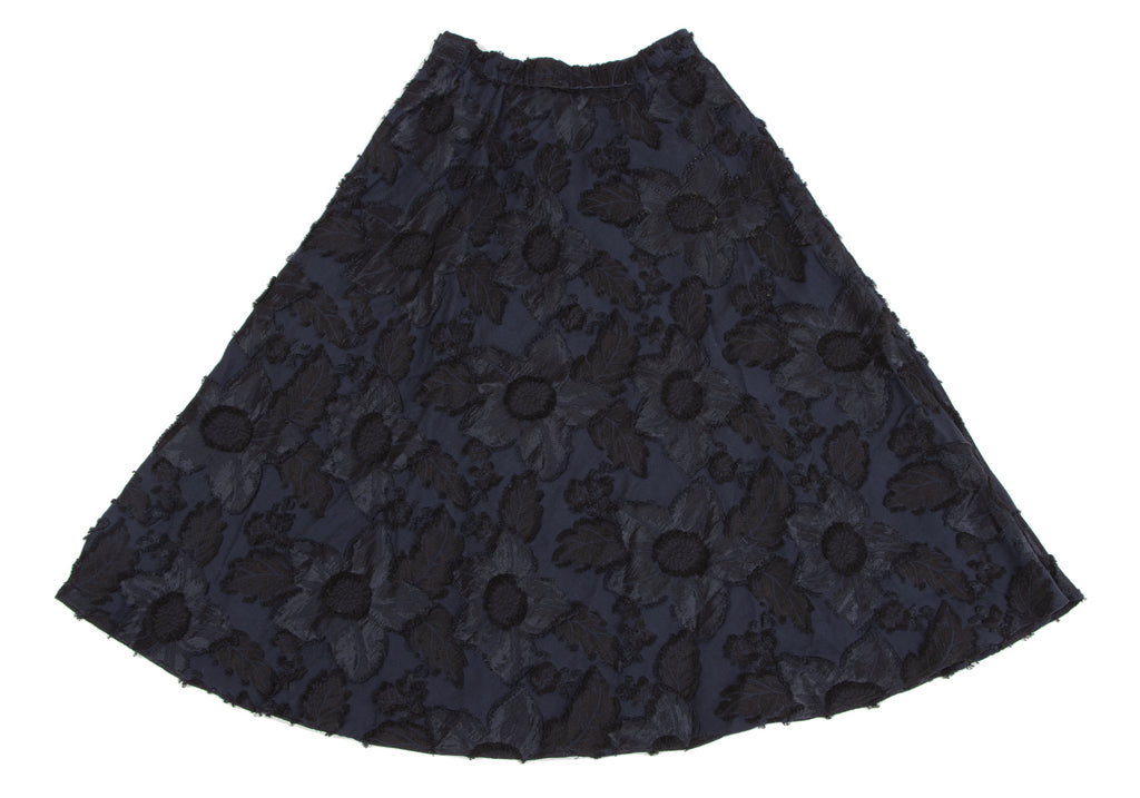 EPOCA JAPAN. DESIGNER: SANYO SHOKAI. Navy, Black Floral Jacquard Skirt