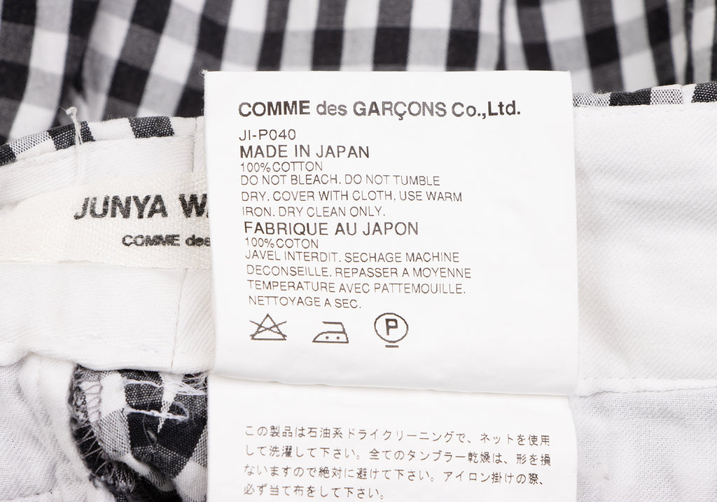 COMME des GARCONS JAPAN. JUNYA WATANABE. Black/White Gingham Check Flare Pants
