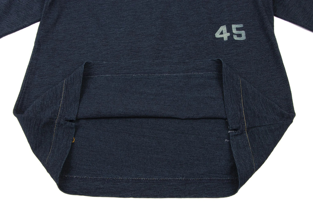 45rpm JAPAN. 45R NEW. NWOT. Indigo Dyed Logo Printed Long Sleeve Shirt