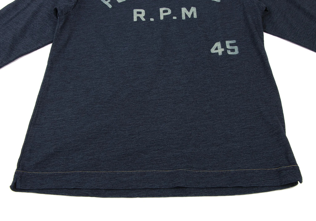45rpm JAPAN. 45R NEW. NWOT. Indigo Dyed Logo Printed Long Sleeve Shirt