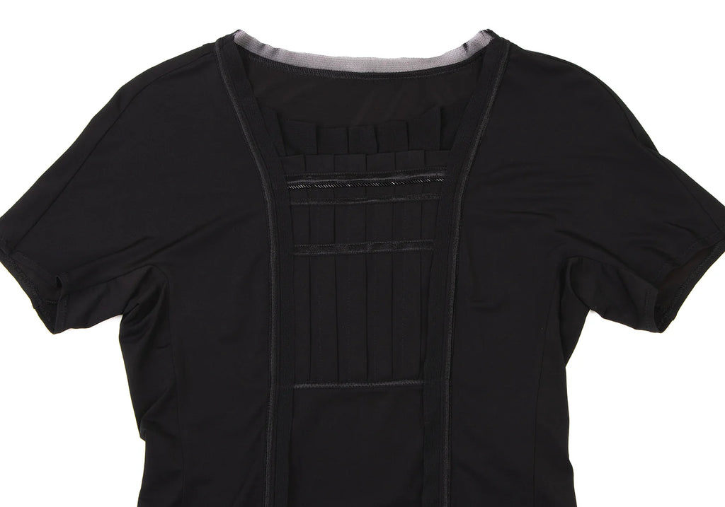 HIROKO KOSHINO JAPAN. HIROKO BIS. Black Pleated Switching Shirt