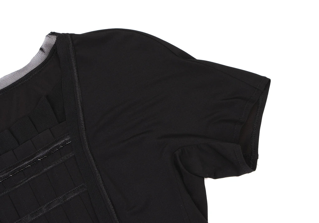 HIROKO KOSHINO JAPAN. HIROKO BIS. Black Pleated Switching Shirt
