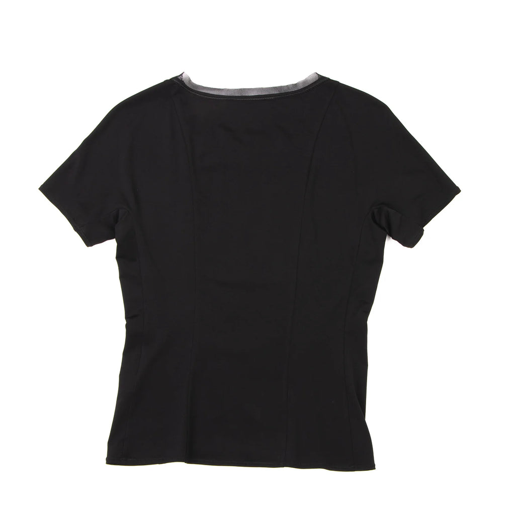 HIROKO KOSHINO JAPAN. HIROKO BIS. Black Pleated Switching Shirt