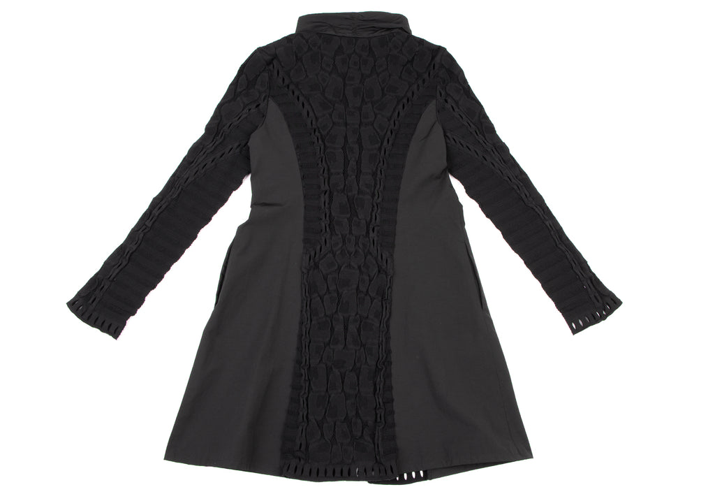 HIROKO KOSHINO JAPAN. HIROKO BIS. Black Jacquard Mesh Zip Jacket