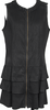 HIROKO KOSHINO HIROKO BIS JAPAN. Black Synthetic Suede Switching Zip Tunic/Mini Dress