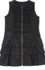 HIROKO KOSHINO HIROKO BIS JAPAN. Black Synthetic Suede Switching Zip Tunic/Mini Dress