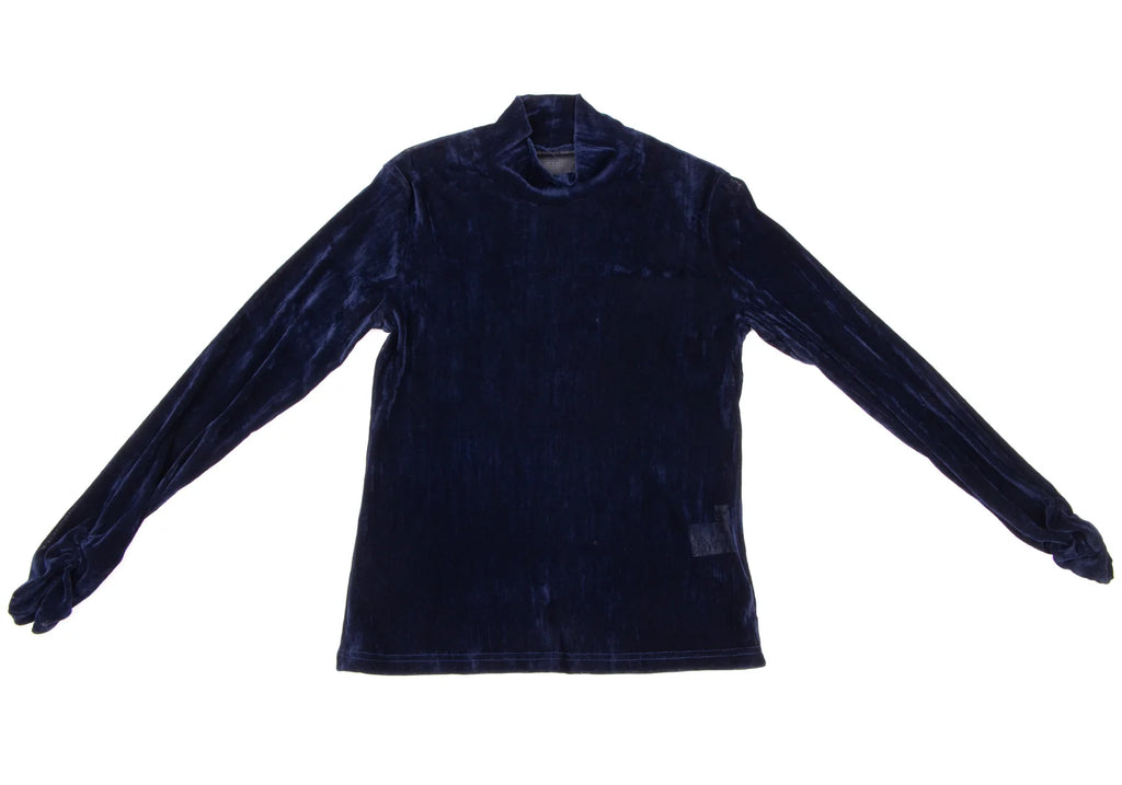 HIROKO KOSHINO  HIROKO BIS JAPAN. eSSeNtieL Gather Cuffs Blue Velor Shirt
