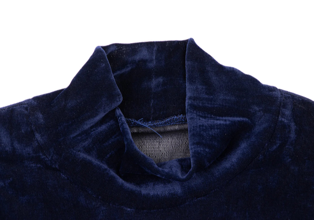 HIROKO KOSHINO  HIROKO BIS JAPAN. eSSeNtieL Gather Cuffs Blue Velor Shirt