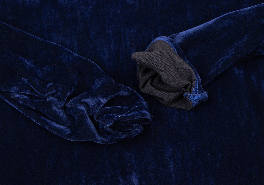 HIROKO KOSHINO  HIROKO BIS JAPAN. eSSeNtieL Gather Cuffs Blue Velor Shirt