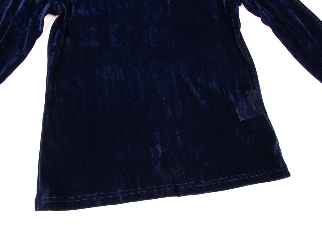 HIROKO KOSHINO  HIROKO BIS JAPAN. eSSeNtieL Gather Cuffs Blue Velor Shirt