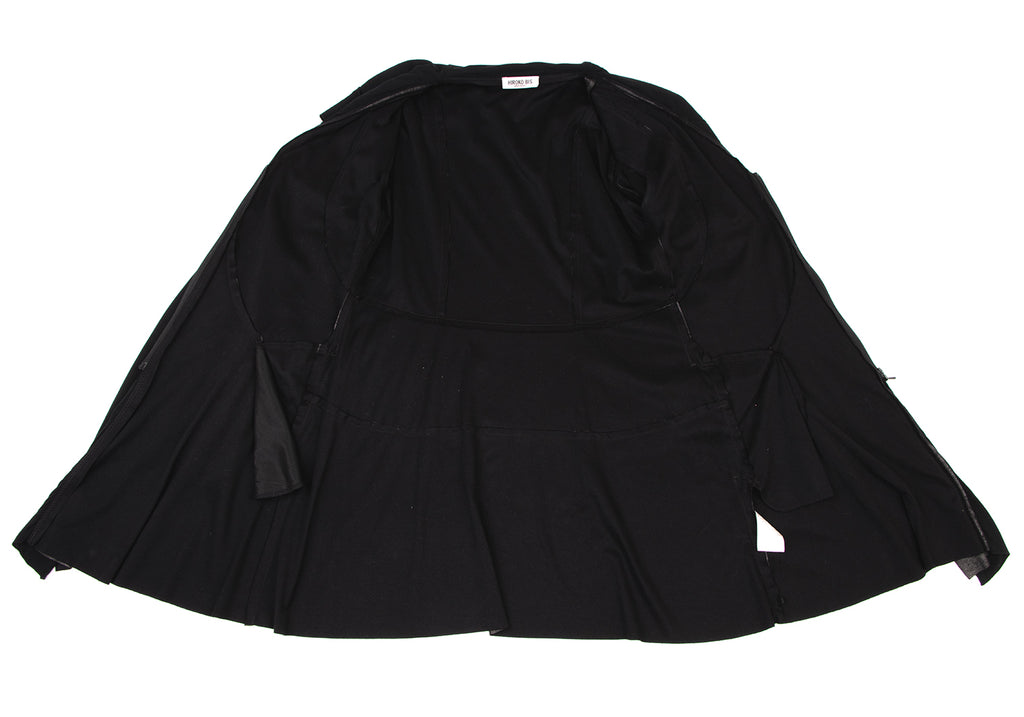 HIROKO KOSHINO Japan. HIROKO BIS. eSSeNtieL. Black Drape Collar Zip Long Jacket