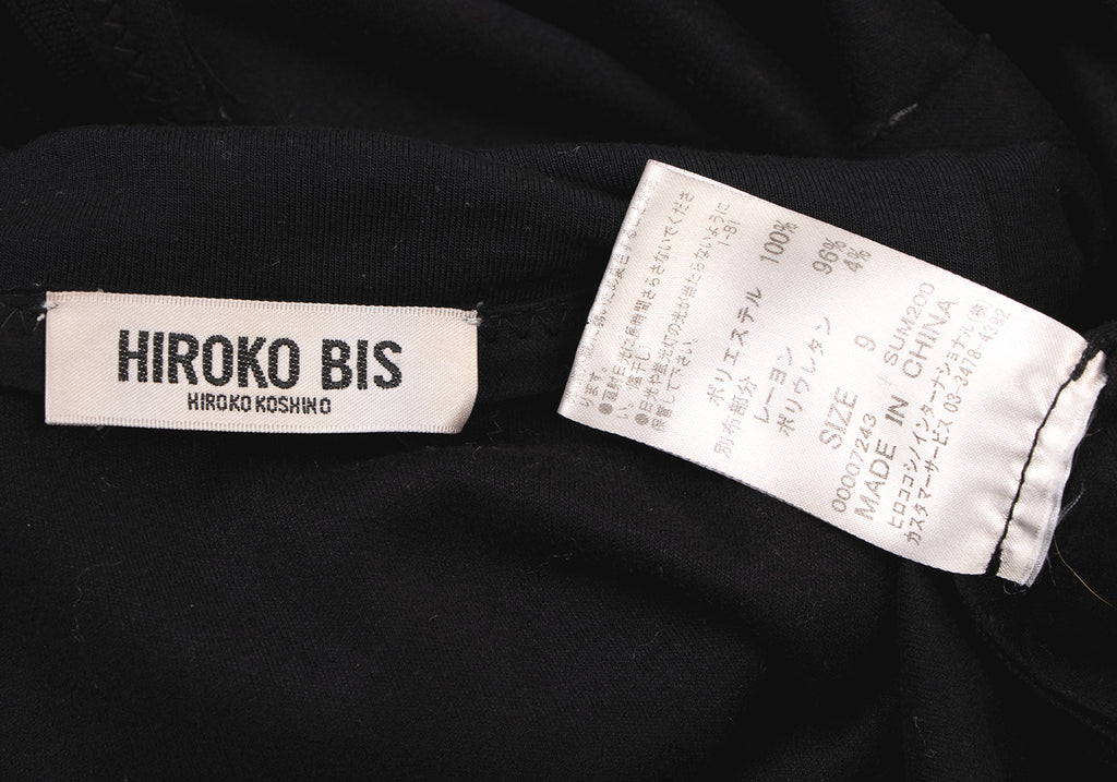 HIROKO KOSHINO Japan. HIROKO BIS. eSSeNtieL. Black Drape Collar Zip Long Jacket