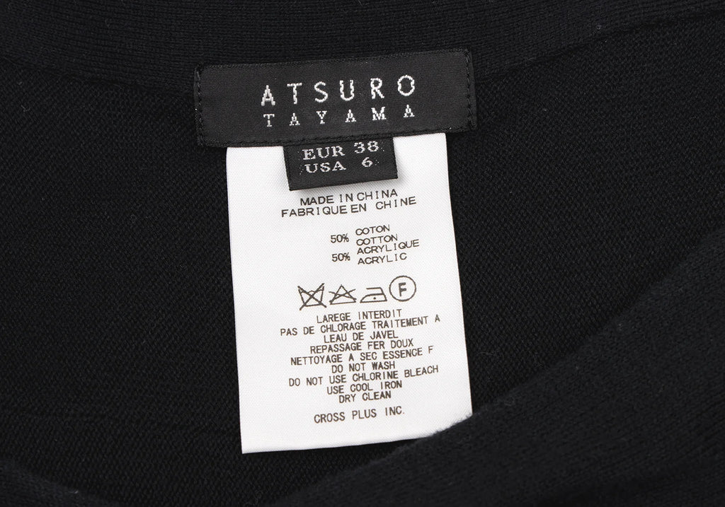 A/T ATSURO TAYAMA JAPAN. Black Frill Tuck Knit Dress
