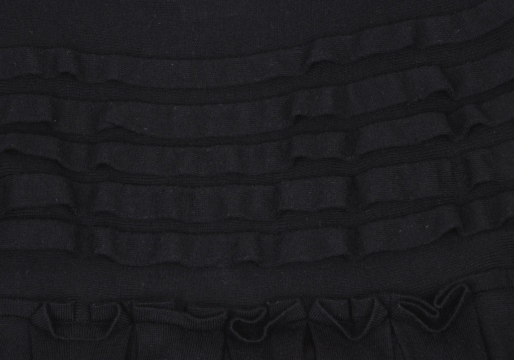 A/T ATSURO TAYAMA JAPAN. Black Frill Tuck Knit Dress