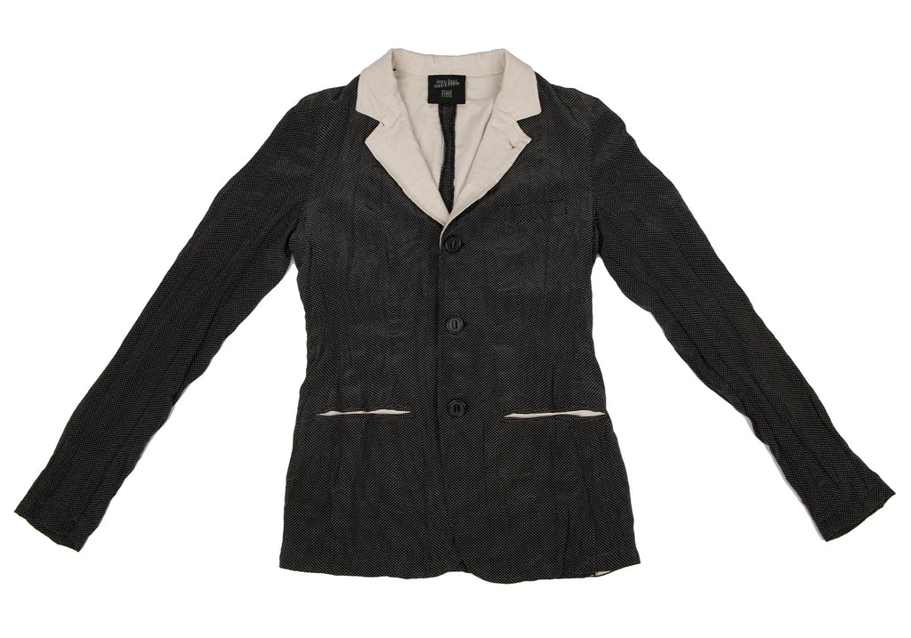 Jean Paul GAULTIER PARIS. FEMME Black Pin Dot Printed Silk Jacket