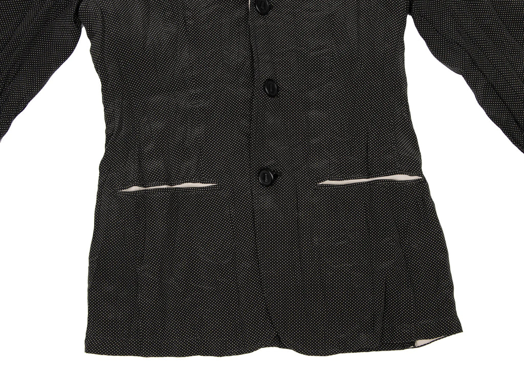 Jean Paul GAULTIER PARIS. FEMME Black Pin Dot Printed Silk Jacket