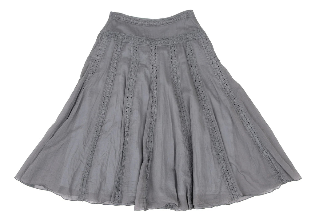 Sybilla,Jocomomola MADRID. Grey Cotton Lace Flare Skirt