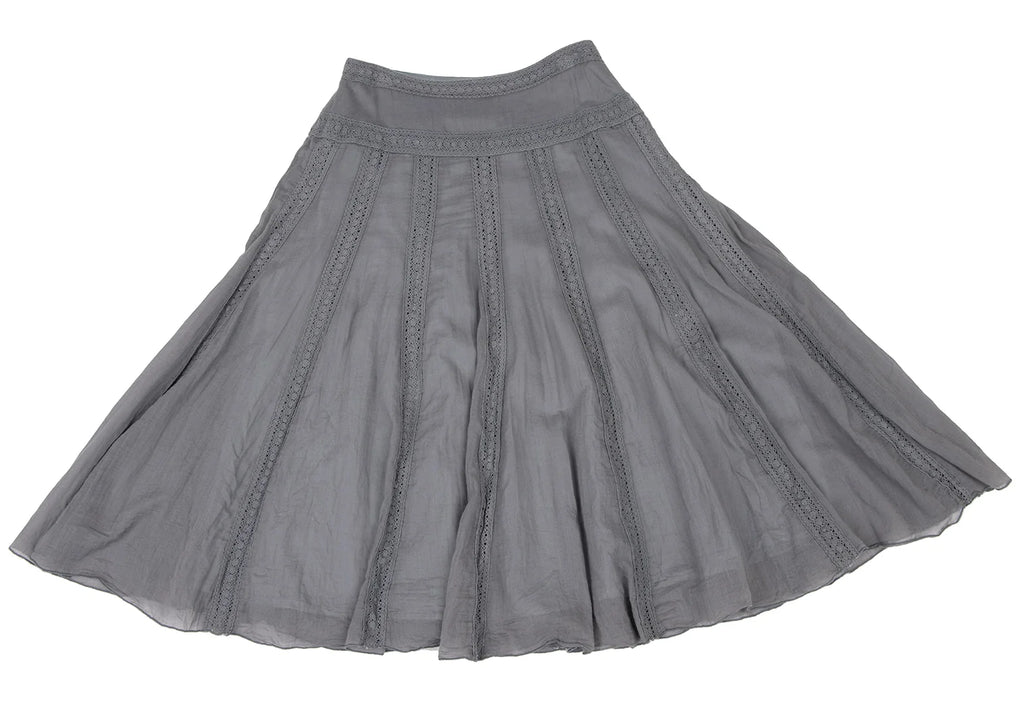 Sybilla,Jocomomola MADRID. Grey Cotton Lace Flare Skirt