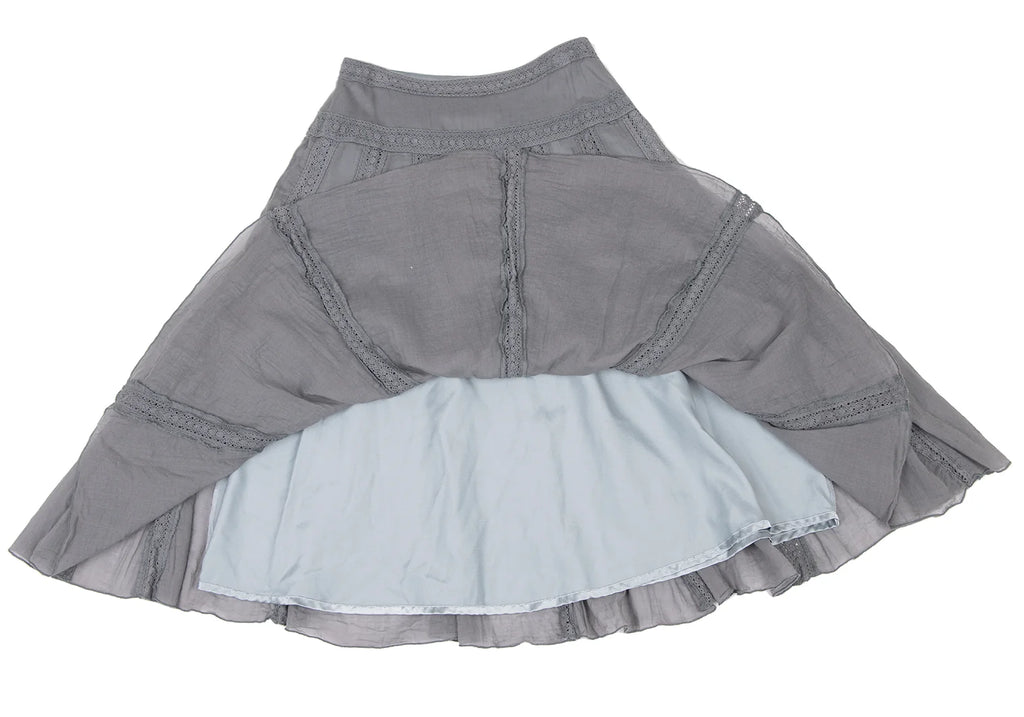 Sybilla,Jocomomola MADRID. Grey Cotton Lace Flare Skirt