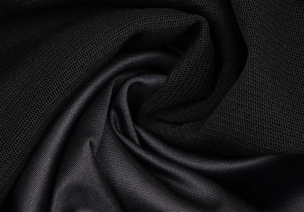 HIROKO KOSHINO  HIROKO BIS JAPAN. Black Mesh Front Crepe Design Shirt