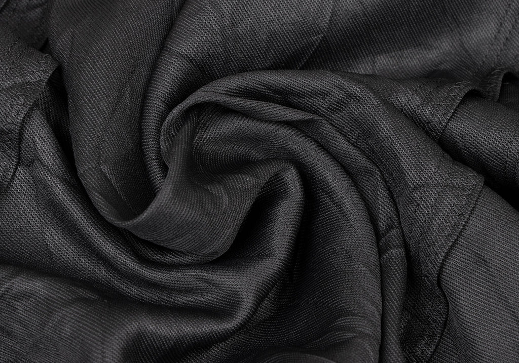 HIROKO KOSHINO JAPAN. Black Wrinkled Processing Pleats Skirt