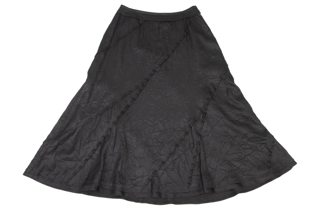 HIROKO KOSHINO JAPAN. Black Wrinkled Processing Pleats Skirt