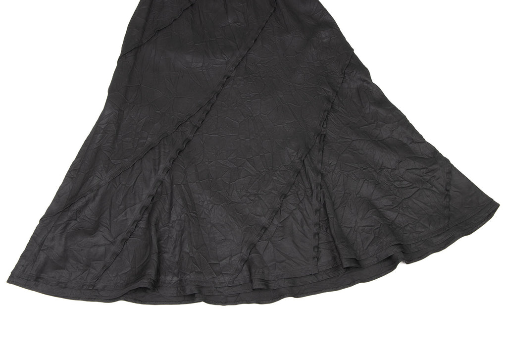 HIROKO KOSHINO JAPAN. Black Wrinkled Processing Pleats Skirt