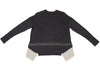 HIROKO KOSHINO  HIROKO BIS JAPAN. Charcoal Color Wool Blended Switching Knit Sweater