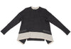 HIROKO KOSHINO  HIROKO BIS JAPAN. Charcoal Color Wool Blended Switching Knit Sweater