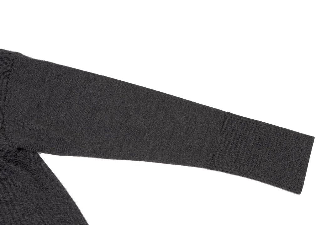 HIROKO KOSHINO  HIROKO BIS JAPAN. Charcoal Color Wool Blended Switching Knit Sweater