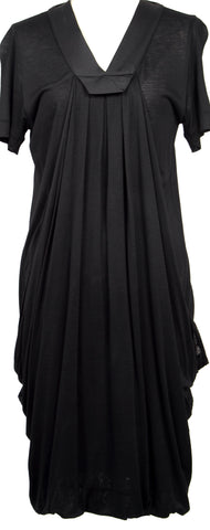 MIU MIU Italy. Black Crepe Pleated Detail Tie Neck Halter Sheath Dress