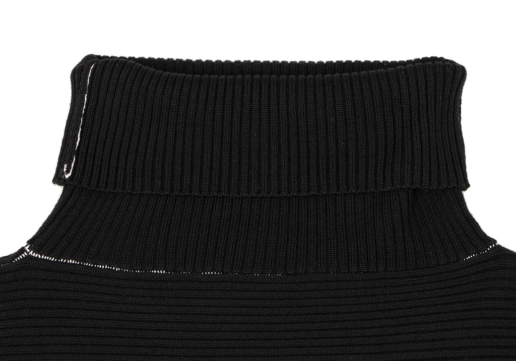 Maison Martin Margiela Paris. MM6 . Black Turtle Neck Rib Knit Sweater