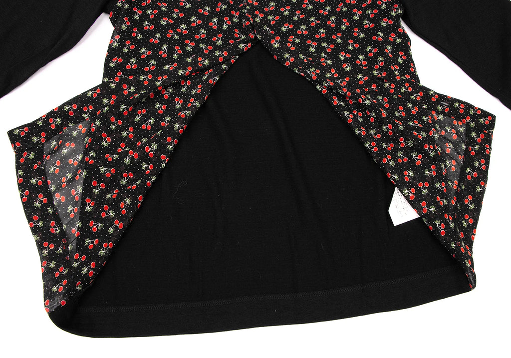 COMME des GARCONS JAPAN. TRICOT. Cherry Printed Black Wool Shirt