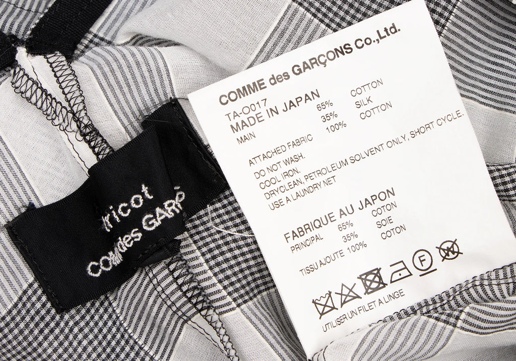 COMME des GARCONS JAPAN. TRICOT. Back Ribbon Frill White,Black Checker Dress