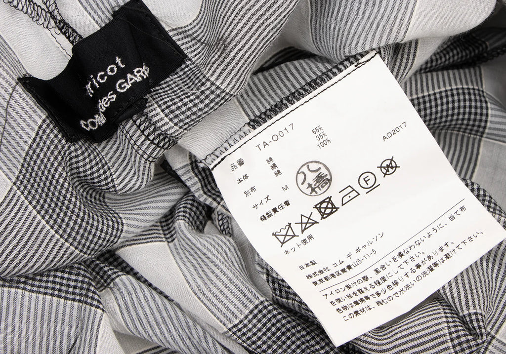 COMME des GARCONS JAPAN. TRICOT. Back Ribbon Frill White,Black Checker Dress