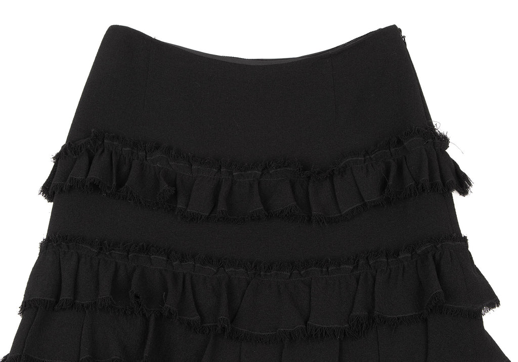 ISSEY MIYAKE JAPAN. EPOCA Black Wool Frill Tiered Skirt